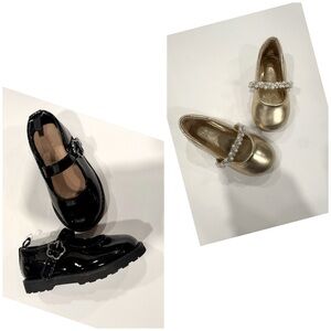 Black and Gold Toddler Girls Dress Shoes